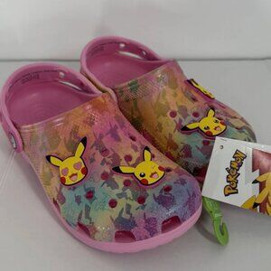 New Pokémon Pikachu Girls Pink Crocs w/ Charms Size 2 NWT Licensed